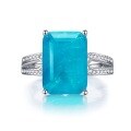 wholesale S925 Silver New Style 10*14 Rectangular Paraiba Color Ring for Women,ins-0-5
