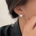 wholesale S925 Sterling Silver Minimalist Brushed Starry Geometric Hoop Earrings for Women, Small and Unique Cold Style, High-End Fashion Trend-0-3