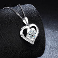 S925 Sterling Silver Moissanite Rose Heart Pendant Necklace-0-0
