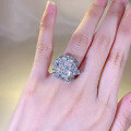 wholesale S925 silver new imported ice-cut 12*14mm white G color full diamond luxurious ring for women-0-3