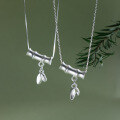 wholesale S925 Silver Fresh and Sweet Ins Style Niche Design Minimalist Bamboo Joint Leaf Necklace Y01803-0-2