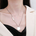 wholesale S925 Sterling Silver Korean-style Fashion 1314 Circle Pendant Couple Necklace Minimalist-0-2