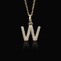 wholesale S925 Silver Full-Zircon Quartz Letter MW Pendant, New Style, Fashionable and Versatile-0-0