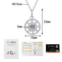 S925 Sterling Silver Cross Border New Eight Treasures Compass Moissanite Pendant Necklace-50-point Moissanite  925 Silver