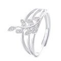 wholesale S925 Sterling Silver Korean Style Minimalist Leaf Ins Trendy Unique Design Small Stacking Ring-0-4