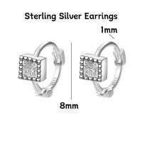 wholesale 925 Silver Women's Four-leaf Clover Heart-shaped Pure Silver Non-removable Ear Cuff Hoop Earrings-White square diamond sterling silver earrings