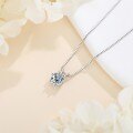 S925 Sterling Silver Moissanite Pendant Necklace, Classic Rabbit Ear Six-Prong Collar Chain-0-1