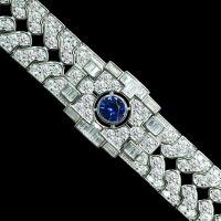 wholesale 925 Silver Gold-Plated Bracelet with High-Carbon Diamonds, Royal Blue Round Cut, Art Deco Antique Vintage Elegant Women's Bracelet-Royal Blue-17.8cm 925 Silver