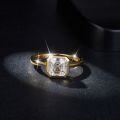 wholesale 18k Gold Plated S925 Silver New Ins Style 7mm Tower Cut Moissanite Bezel Set Square Ring for Women-0-1