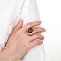 wholesale S925 silver natural smoky quartz ring, fashionable and luxurious with a unique design, high-end setting featuring a 13*18mm gemstone ring-0-2