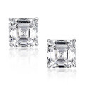 S925 Sterling Silver Square Stud Earrings with Moissanite-0-4