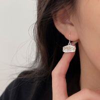 wholesale S925 Sterling Silver Geometric Textured Hook Earrings for Women, Korean Dongdaemun Small Design, Elegant and High-End-Sterling silver