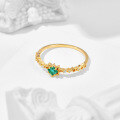 wholesale S925 Silver Plated 14K Gold with Lab-Grown Emerald, Minimalist Niche Luxury Style Ring for Daily Wear-0-3
