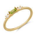 wholesale Pure silver gold-plated women's minimalist geometric ring with small fresh green peridot for jewelry 25 spring new collection-0-4