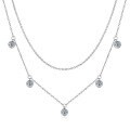 wholesale S925 Sterling Silver Cross-Border High-End Moissanite Necklace for Women, Small Design Stackable Collarbone Chain Luxury Personalized Pendant-0-4