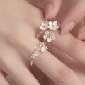 wholesale S925 Sterling Silver French Retro Palace Style Three-Dimensional Flower Iris Ring Two-Tone Vintage Medieval Open Ring-0-0