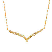 wholesale Metal: S925 Silver Plated with 14K Gold Dunli Jewelry Summer New Small Vintage Minimalist Feather Pendant Necklace-Feather necklace 925 silver