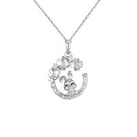 wholesale 925 Sterling Silver High-end Minimalist Flower Bunny Pendant Necklace for Women, Versatile Small Accessories, Best-selling Wholesale Jewelry-Sterling Silver Necklace Platinum>925 Silver