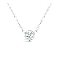 S925 Silver Minimalist Three-Prong Set Solitaire Moissanite Pendant Necklace-9.0mm/3 carats moissanite  925 silver (40+5cm)
