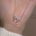 wholesale S925 silver agile bow necklace, internet-famous temperament double-layerpendant butterfly dreamdiamond collarbone chain D9520-0-0