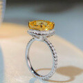 wholesale S925 Sterling Silver Nine Beauty Jewelry Women's Wholesale Yellow Diamond Ice Flower Cut High Carbon Diamond Radiant Cut Ring European and American Style-0-2