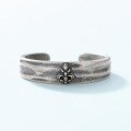 wholesale S925 sterling silver new Korean-Japanese style vintage emblem ring, simple adjustable open ring-0-4