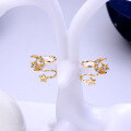 wholesale Metal Material: 925 Silver Plated with Real Gold New Korean Dongdaemun Fashion Wholesale Star and Moon Ear Crawler Earrings with Crystal Pavé-0-3