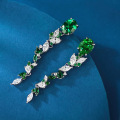 wholesale S925 silver new elegant and versatile 7*9mm oval emerald diamond earrings for women-0-2