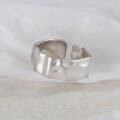 wholesale S925 Sterling Silver Irregular Concave-convex Textured Ins-style Open Adjustable Ring-0-4