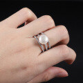 wholesale S925 sterling silver three-stack ring set with natural freshwater pearls, featuring a stylish and luxurious design-0-1