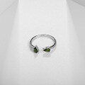 wholesale 925 Silver Adjustable Luxury Minimalist Design Natural Diopside Ring, Prosperity Series with Colored Gemstone Inlay-0-3