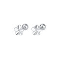 wholesale 999 Silver Flower Ear Studs Women Korean Style Cute Sweet Five-Petal Flower Ear Studs Delicate Frangipani Ear Accessories for Dropshipping-0-4
