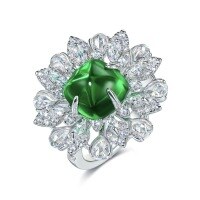 wholesale 925 Silver Gold-Plated Ring with High Carbon Diamond Muzo Green Sugar Loaf Monet Garden High-End Jewelry Exquisite for Women with Inlaid Diamonds-Muzo Green 100 catties or less US size 5 (Hong Kong size 10-11 EU size 50) Ring length about 50MM
