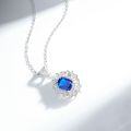 S925 Silver Necklace with Ruby and Cubic Zirconia Pendant-0-2
