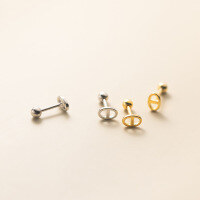 wholesale S925 Sterling Silver Korean-style Hollow Pig Nose Threaded Ear Studs, Minimalist and Petite Ear Accessories for Women M02667-S925 silver pair silver 925 silver