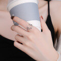 wholesale S925 Sterling Silver European and American Minimalist Ins Style Linear Face Creative Fashion Index Finger Open Ring for Women-0-2