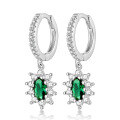 wholesale 925 Sterling Silver French Retro Green Zircon Inlaid Diamond Ear Hoop Earrings for Women, Cross-Border Special Supply Jewelry Wholesale-0-6