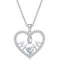 wholesale 925 Sterling Silver Cross-Border 5A Zircon Heart Necklace for Women Silver Pendant Jewelry-0-13