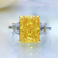 wholesale S925 Sterling Silver New Style Imported High-Carbon Diamond 8*11 Euro-American Wish Bestseller Micro-Paved Ring for Women-R293 Yellow No. 9