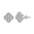 wholesale S925 Sterling Silver Women's Dainty Four-Leaf Clover Zirconia Bead Design Exquisite High-End Earrings-0-9