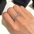 wholesale S925 Sterling Silver Lace-Trimmed Diamond Ring, Elegant, Unique, Delicate, Niche, High-End Stackable Closed Band for Women-0-0
