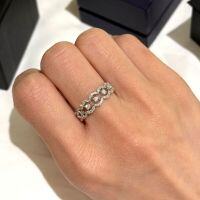 wholesale S925 Sterling Silver Lace-Trimmed Diamond Ring, Elegant, Unique, Delicate, Niche, High-End Stackable Closed Band for Women-Platinum US 6 (Hong Kong 12-13)