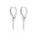 wholesale S925 Sterling Silver 938 Green Stone Snake Ear Clips for Women, High-End Sense, Niche, Personalized, Ins Style, Slytherin Silver Earrings-0-0