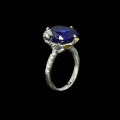 wholesale 925 Silver Gold-Plated Ring with High Carbon Diamond Royal Blue Cushion Shape Gold Star Fashion Jewelry Versatile Women's Ring-0-3