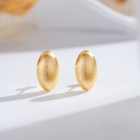 24K Gold-Plated Silver Needle Hand-Filigree Retro Vintage Ins Style Minimalist Earring Wholesale-Oval-ED214-T