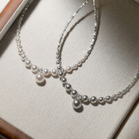 wholesale S925 silver, a few grams of broken silver, single diamond Swarovski pearl necklace, small and unique design, Xiaohongshu viral collarbone chain Y00749-S925 silver necklace made in China Shijia white style>925 silver