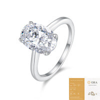 Sterling Silver Fashion Stackable Rings, Non-Tarnish, Light Luxury Minimalist Women's Rings, Hot Cross-Border Seller.-Moissanite oval 8*12 (with GRA certificate)  US No. 6