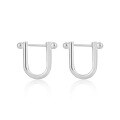 wholesale S925 Sterling Silver U-Shaped Geometric Sphere Minimalist Hoop Earrings for Women, High-End Sense, Hong Kong Style, Ins, Versatile Silver Ear Accessories-0-0