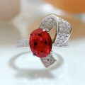 wholesale S925 Sterling Silver New Red Ring with 7*9 Oval Exquisite Full Diamond Vintage Style for Women-0-0