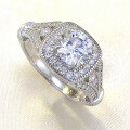 wholesale S925 silver classic new one-carat simulated diamond ring for women, versatile and fashionable-0-1